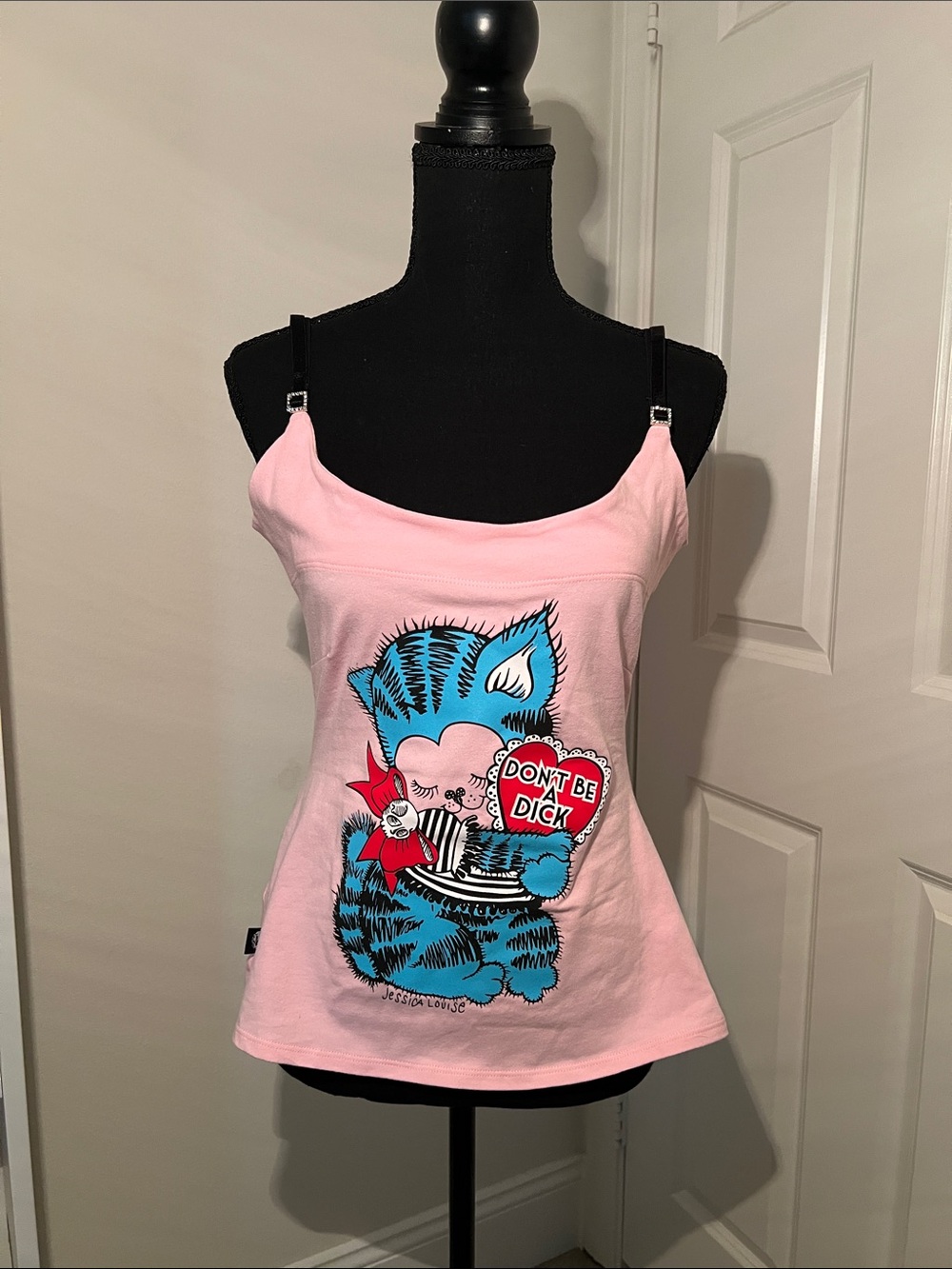 Jessica Louise Pink Graphic Spaghetti-Strap Tank Top - "Don't Be a Dick"